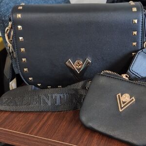 Valentino Black Studded Women's Bag With Wallet